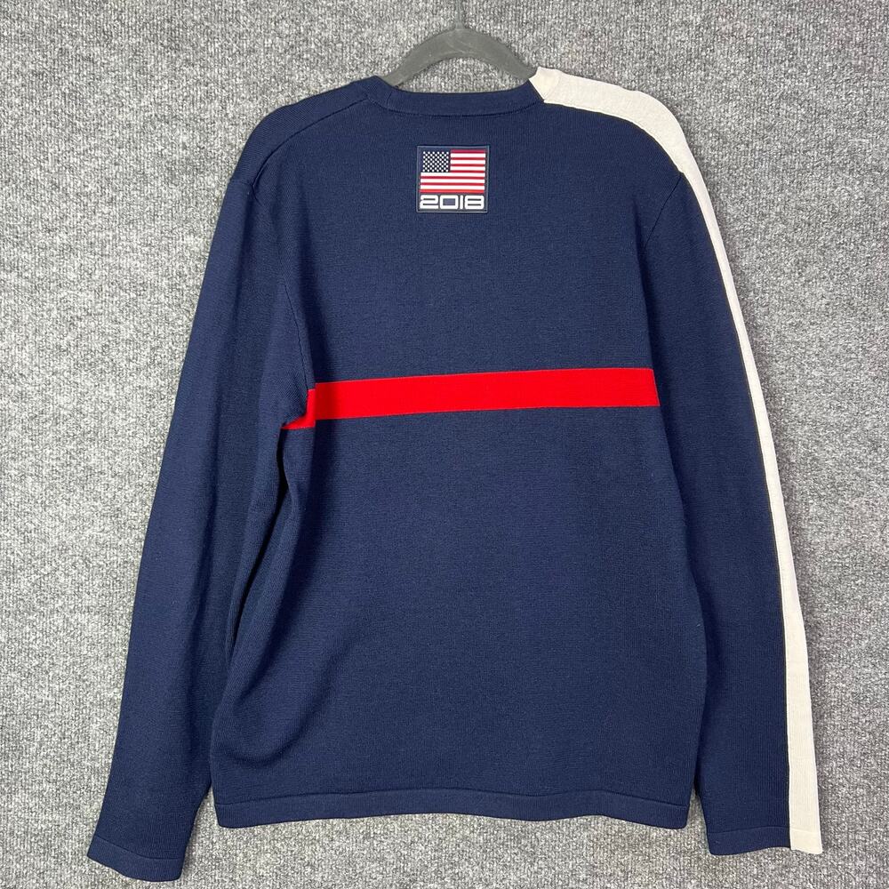 RLX Ralph Lauren Mens‎ M Blue Wool Blend USA 2018 Crew Neck Pullover Sweater - Picture 2 of 11